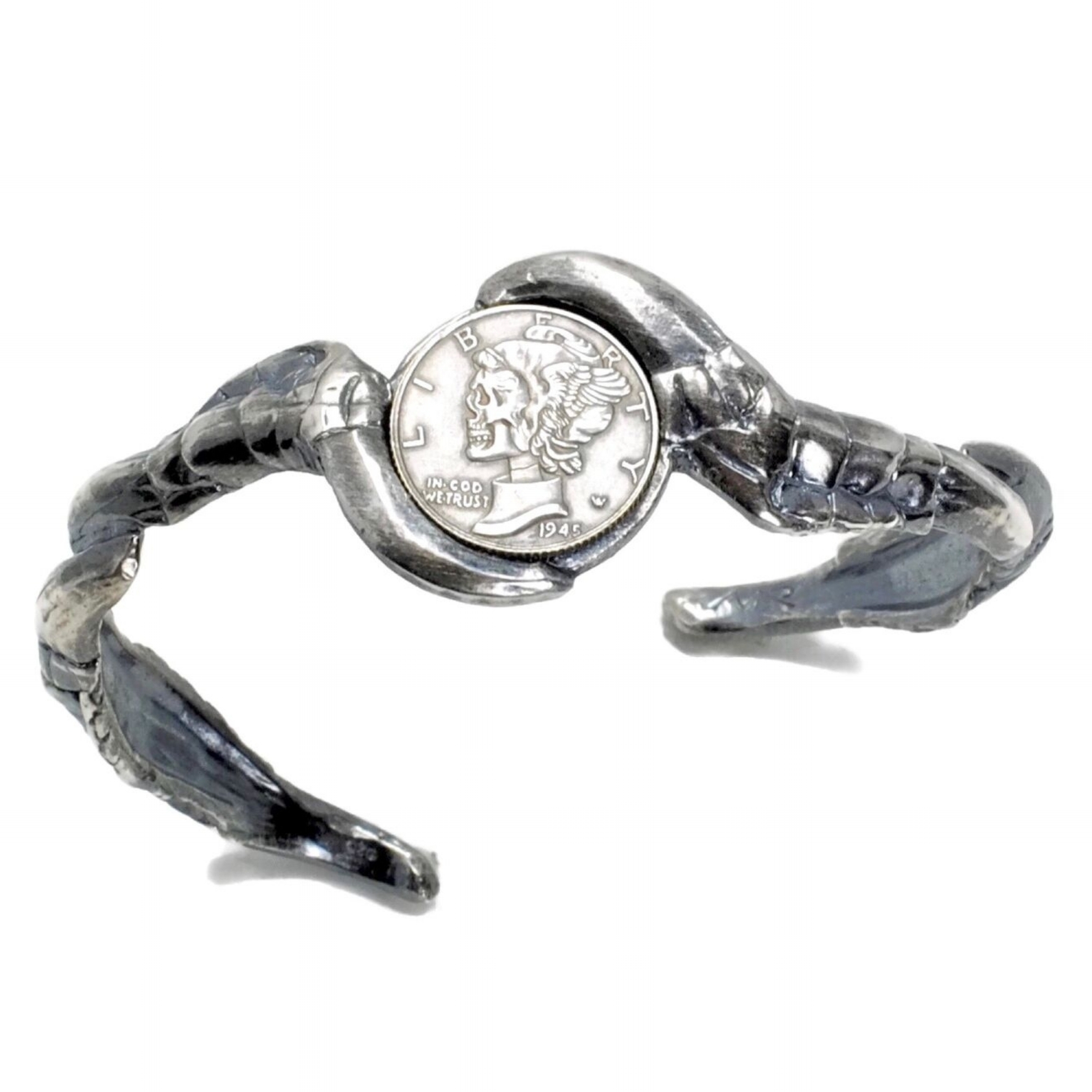 Mercury Hobo Dime Sterling Silver Set in a Sterling Silver Alligator Toe Cuff   1_preview.jpeg