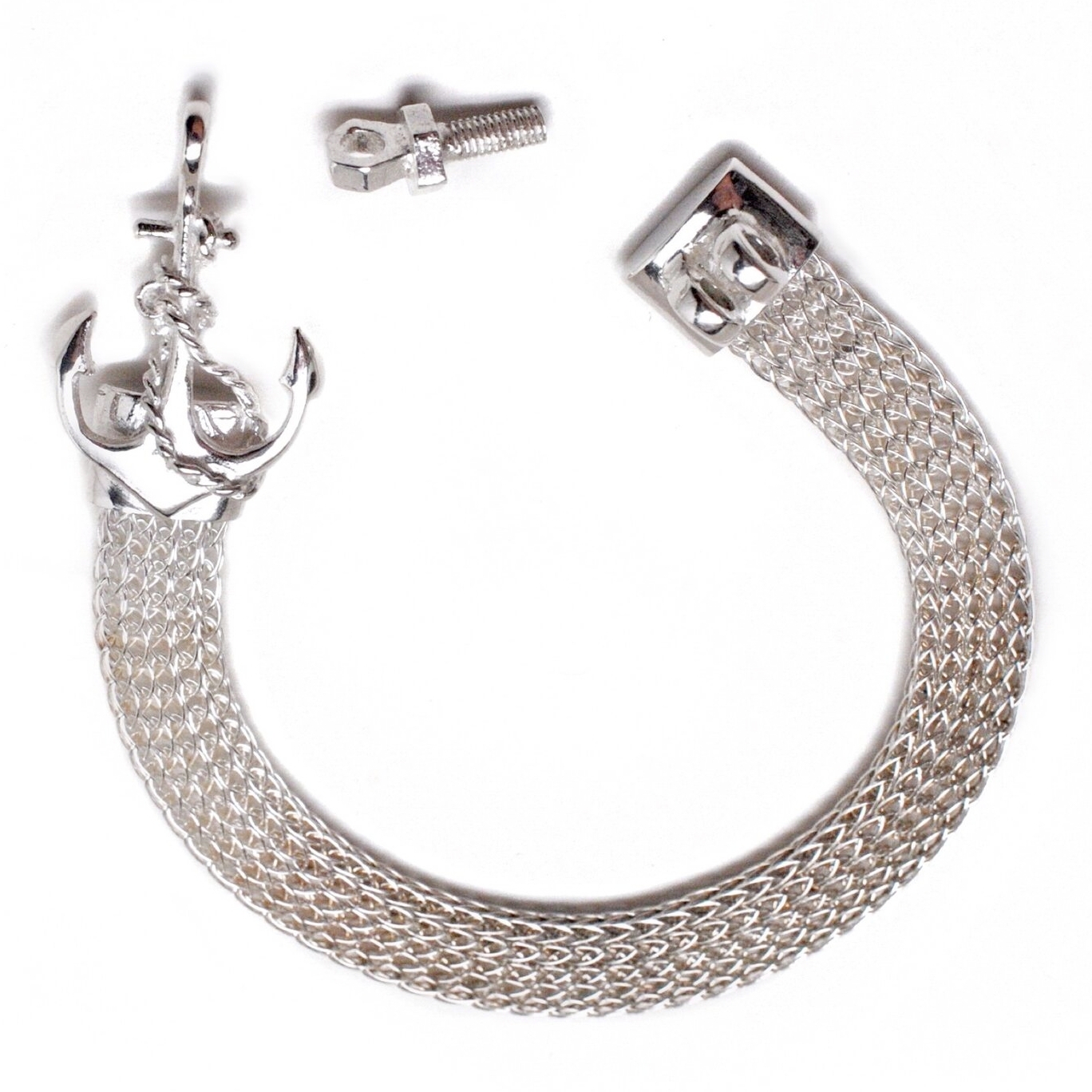 Anchor Mesh Bracelet with Screw Clasp