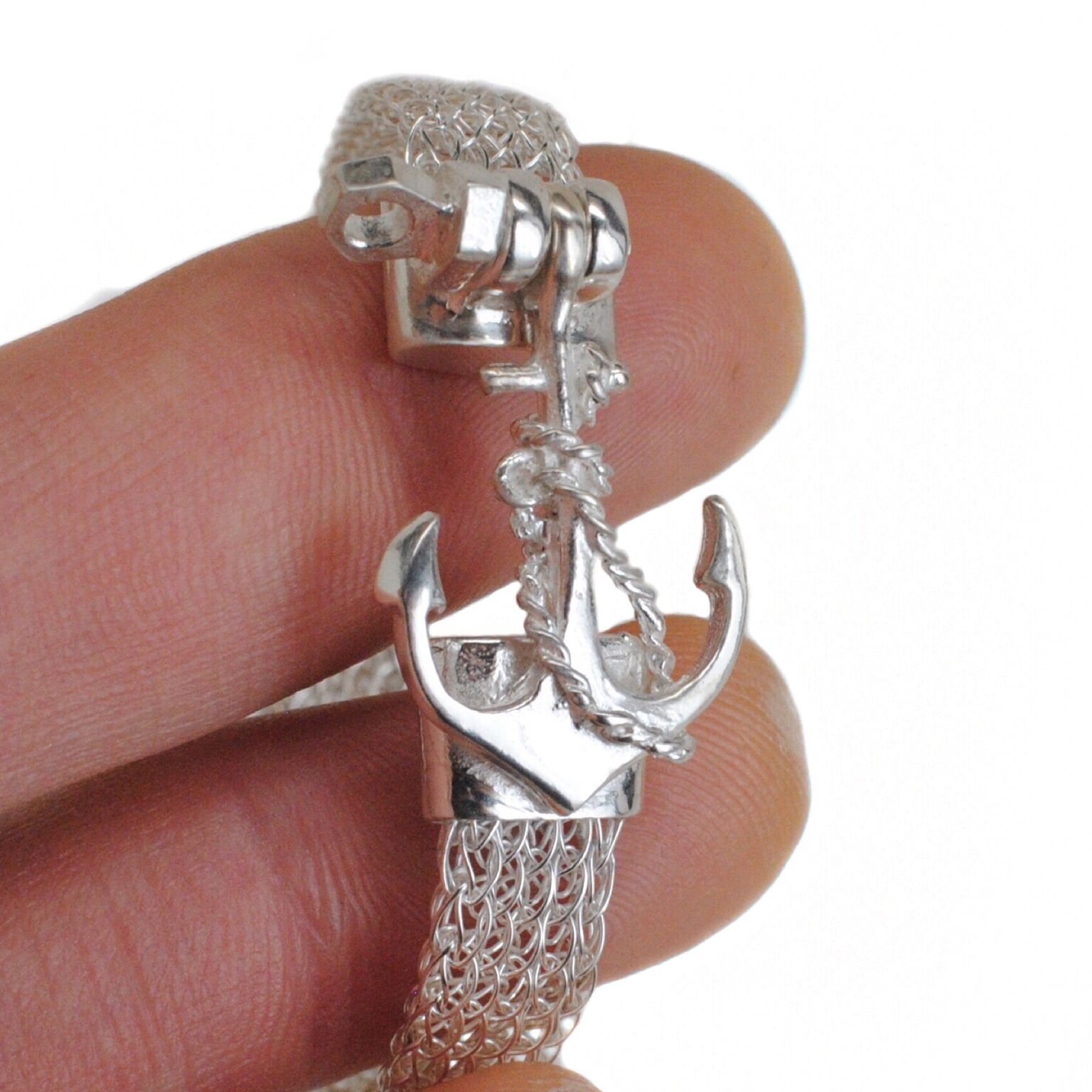 Anchor Mesh Bracelet with Screw Clasp