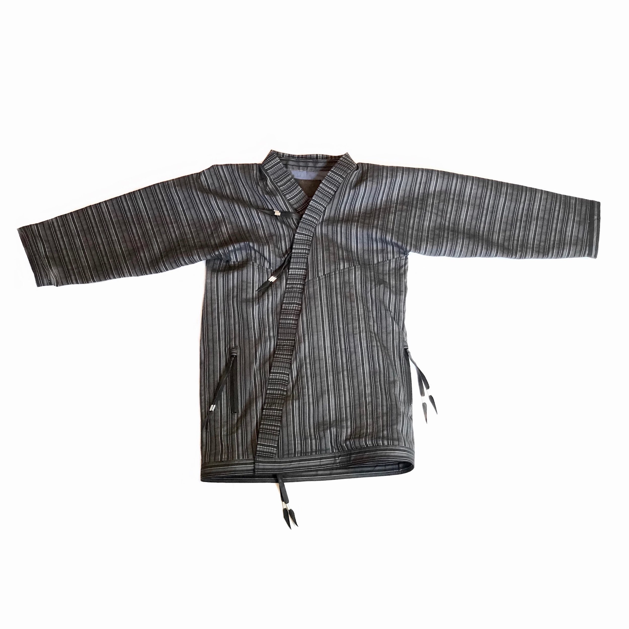 Michael Raymond Striped Kimono Jacket with Removable Hood