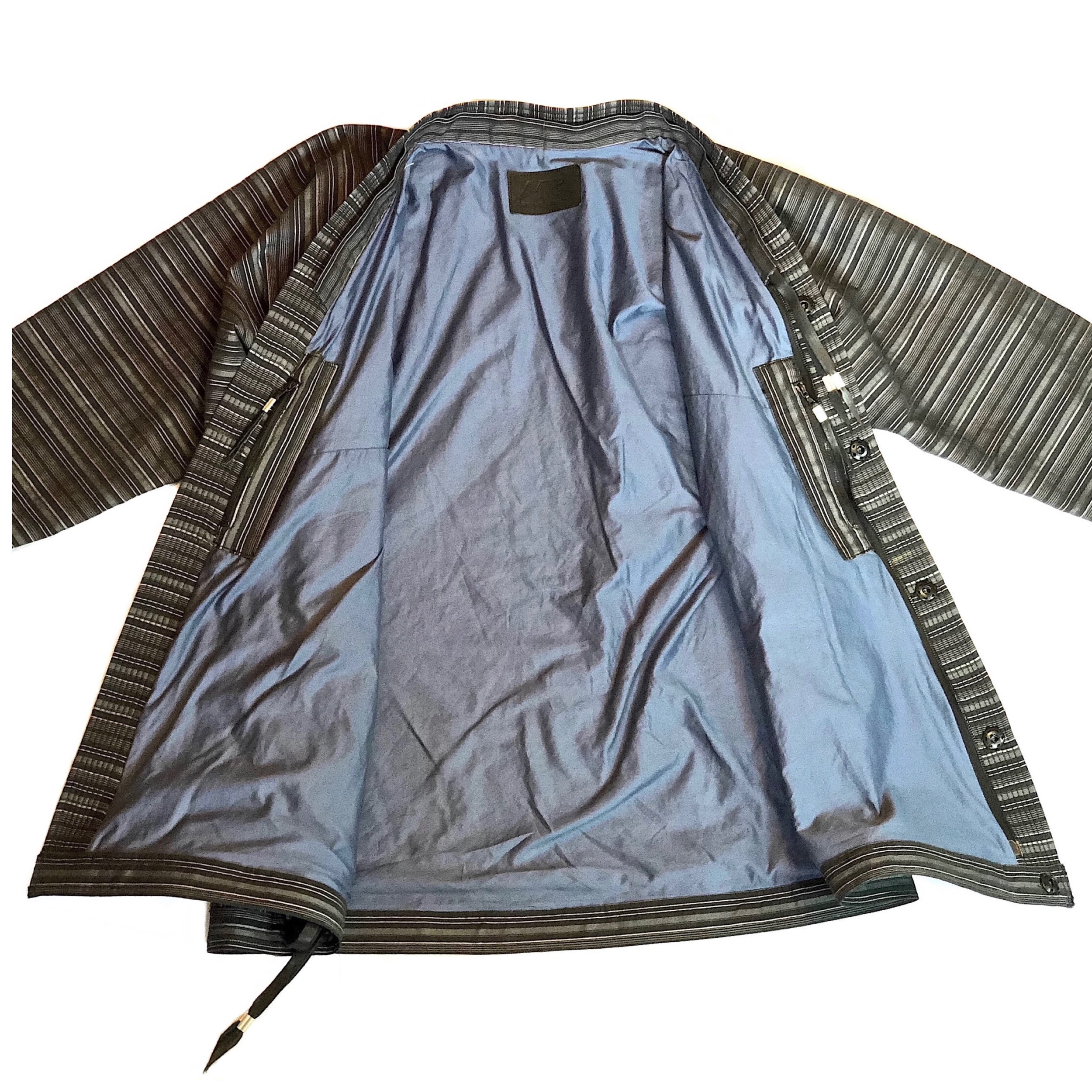 Michael Raymond Striped Kimono Jacket with Removable Hood