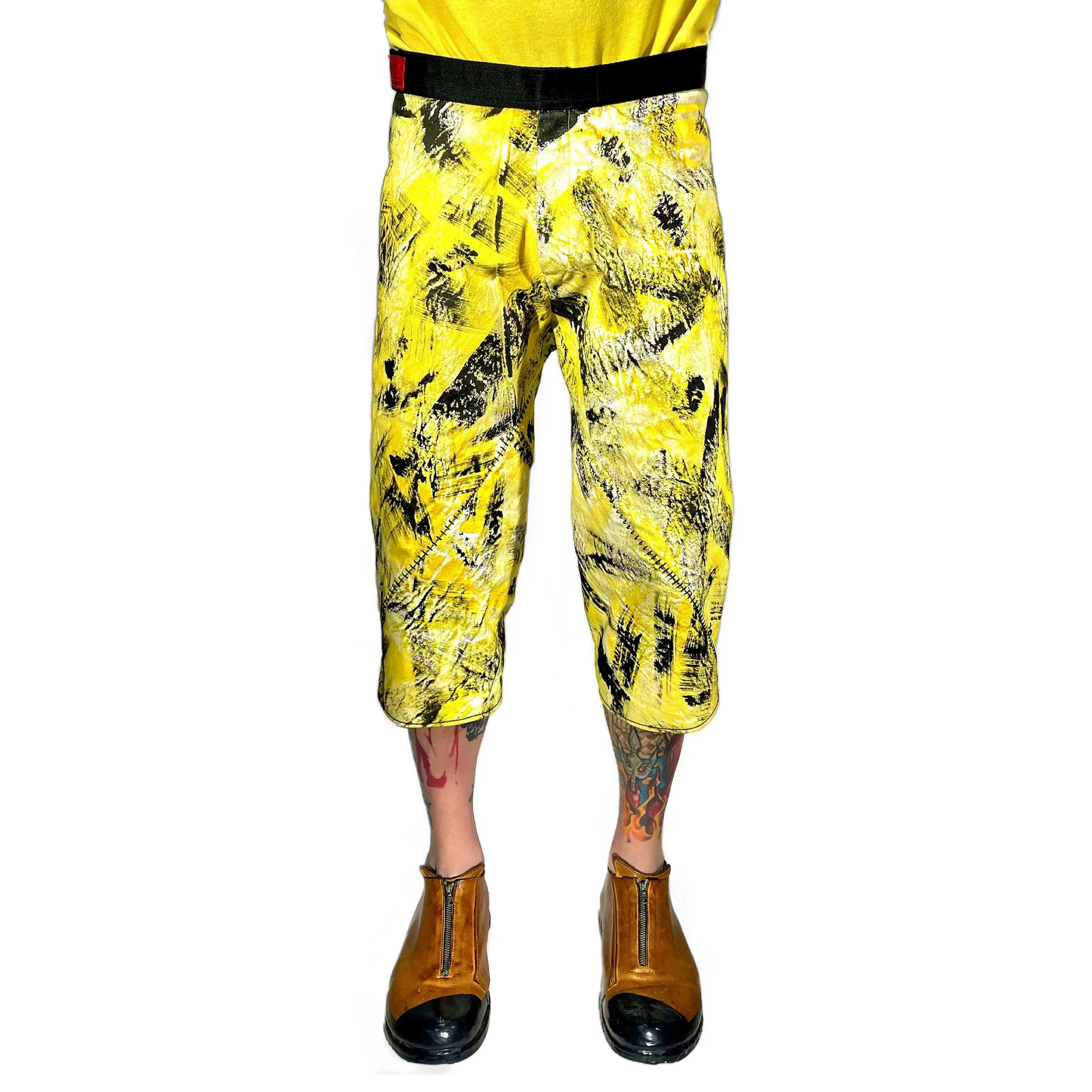 Black :Yellow Painters Canvas Scar Stitch Velcro Pants Edited New.jpg