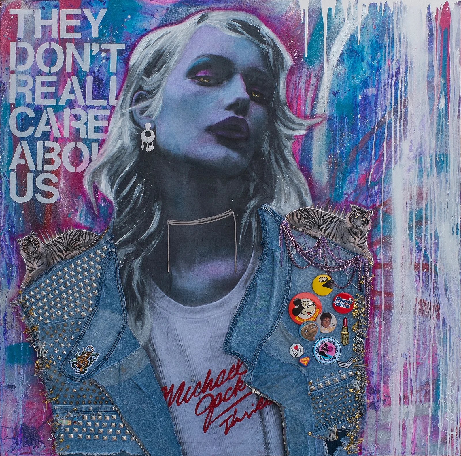 "She is a mess of gorgeous chaos" Mixed media on canvas / Technique mixte sur toile 48"x48" Contact for inquiries / Contactez-moi pour achat