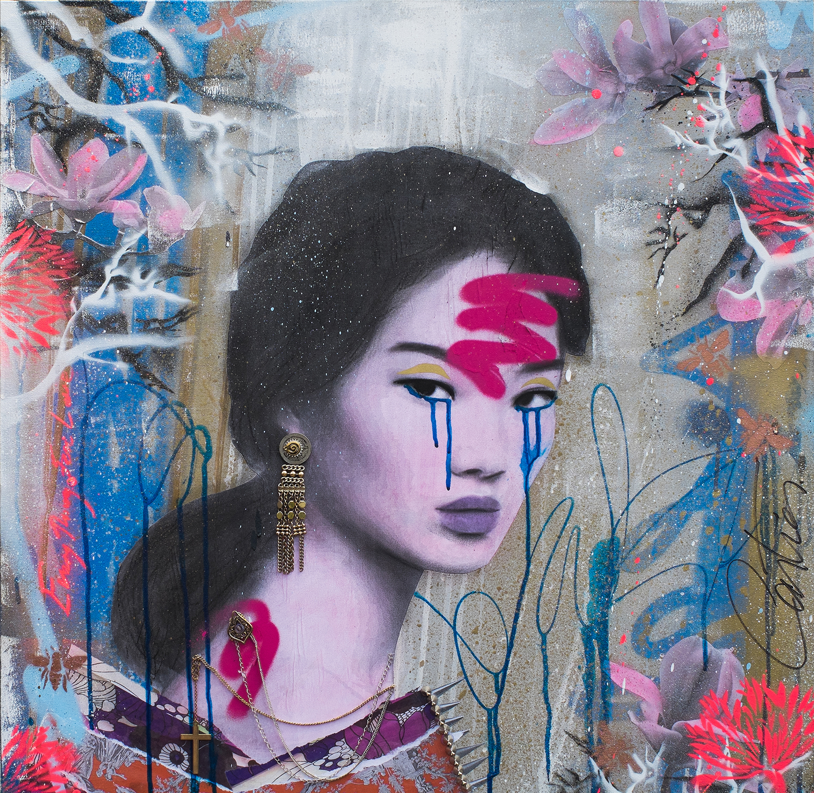 “She…”Mixed media on canvas / Technique mixte sur toile30x30Contact for inquiries / Contactez-moi pour achat