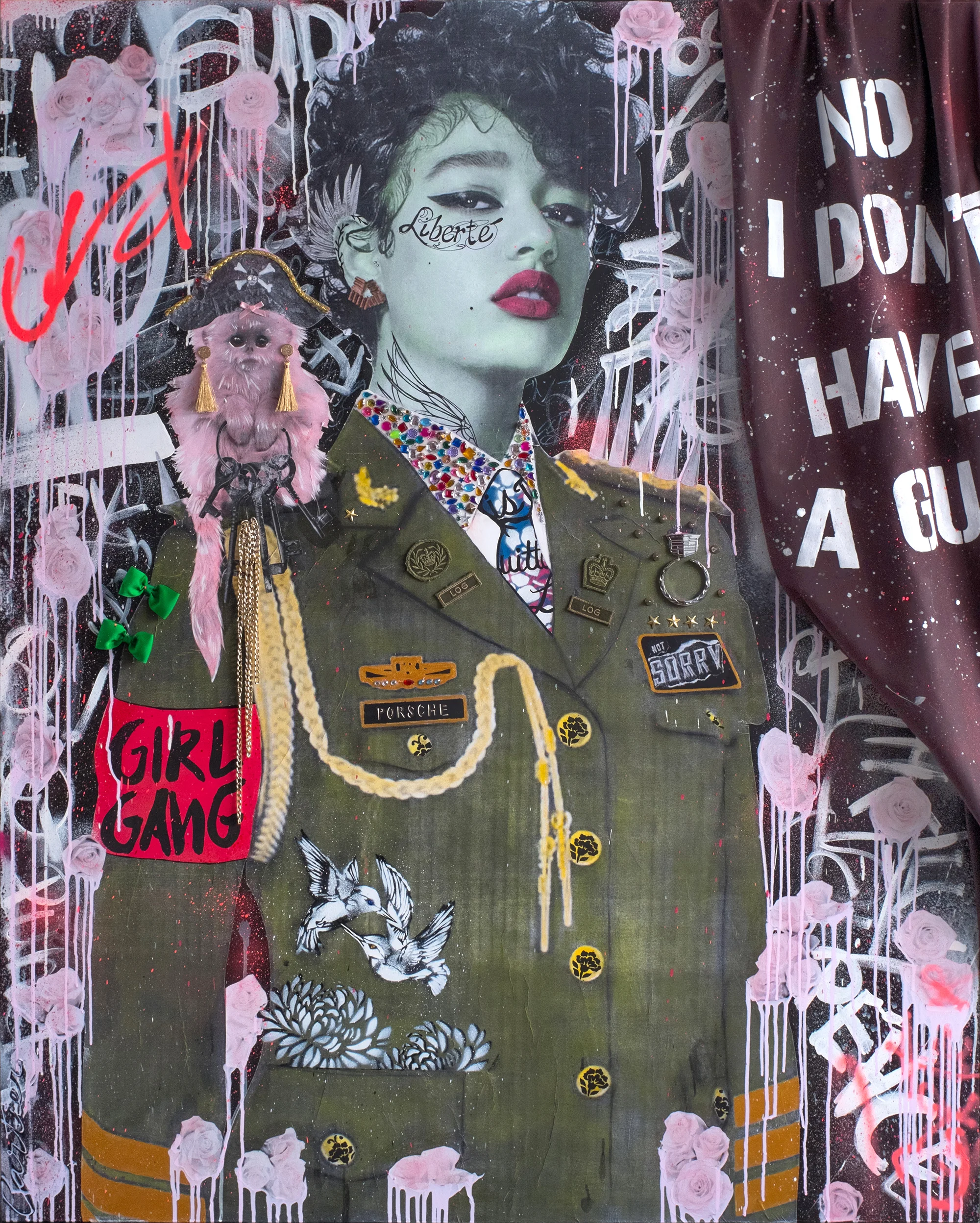 "She's a warrior"Mixed media on canvas / Technique mixte sur toile48"x60"Contact for inquiries / Contactez-moi pour achat