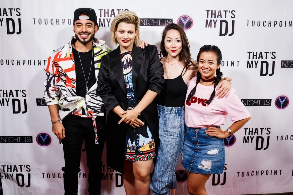 Amira working the official launch of the third and final season of award winning web-series That's My DJ (with Director D.W. Waterson, Actor Jade Hassoune and Actress Emily Piggford).