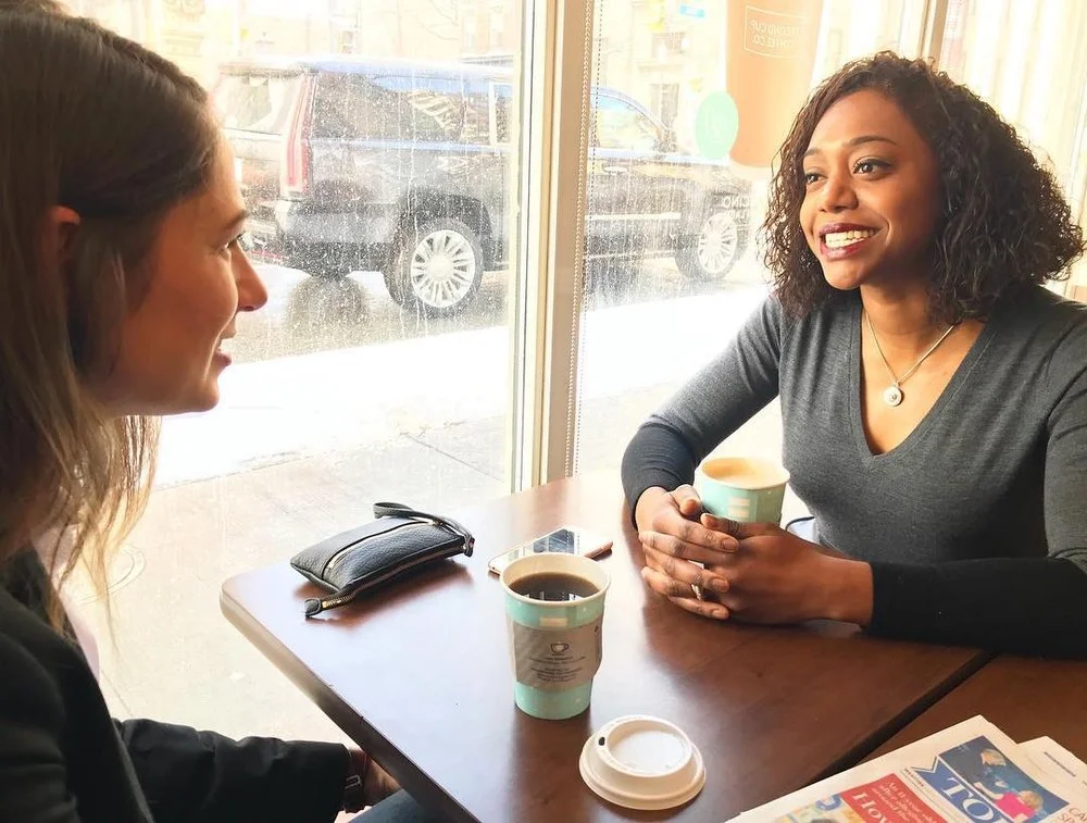 Chatting with the lovely Erica over coffee...