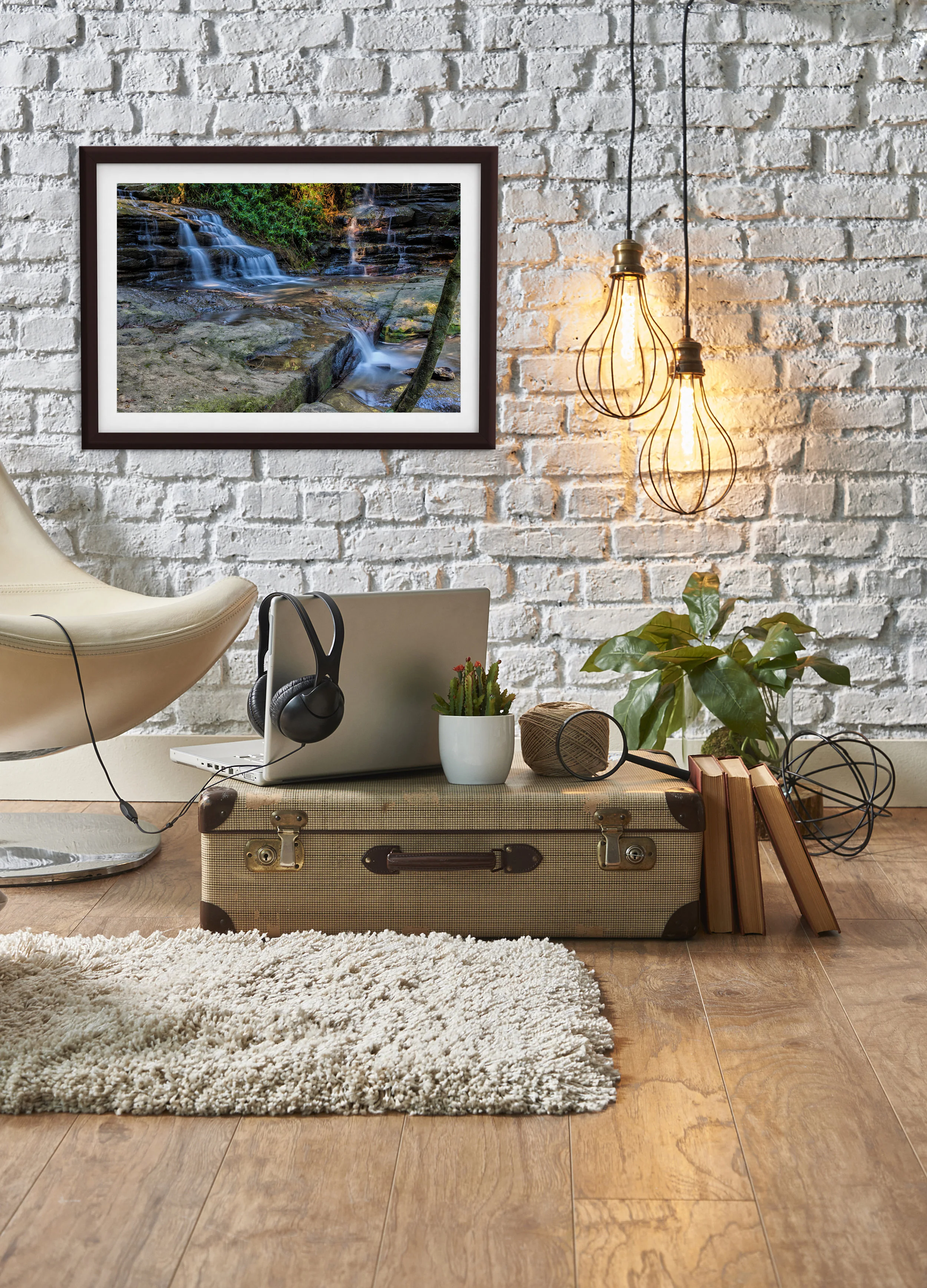 vintage winter with modern interior style and white chair