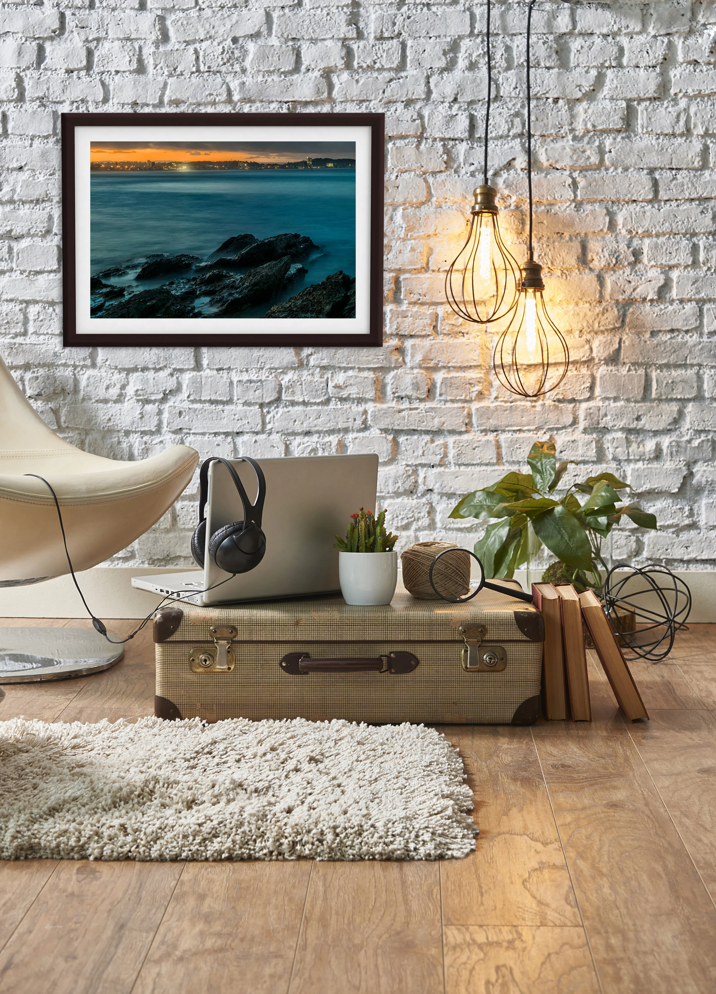 vintage winter with modern interior style and white chair