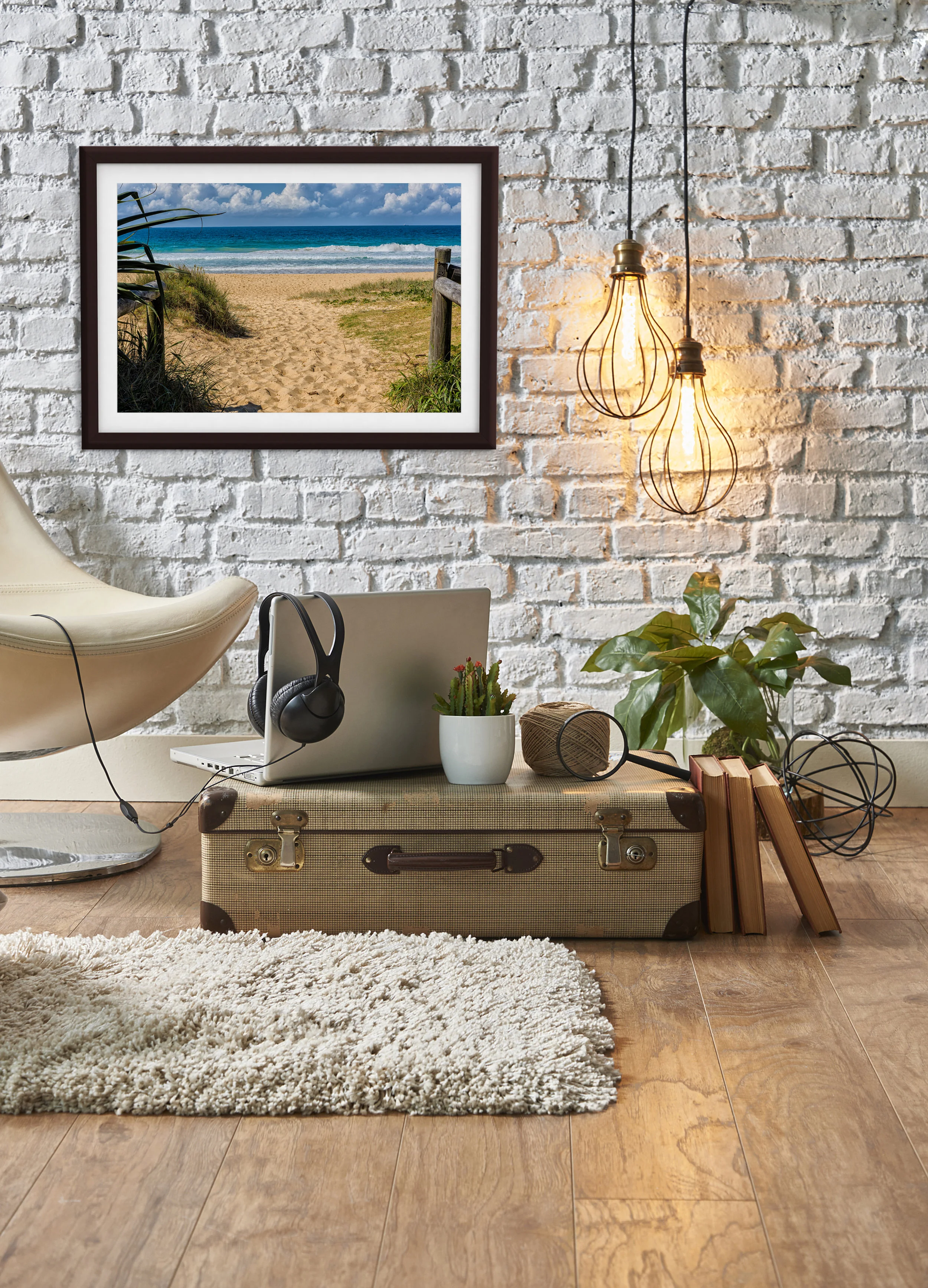 vintage winter with modern interior style and white chair