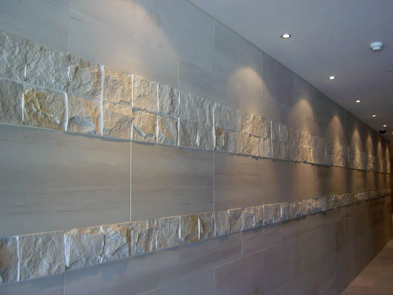 Siltstone Honed & Split face Cladding combined.