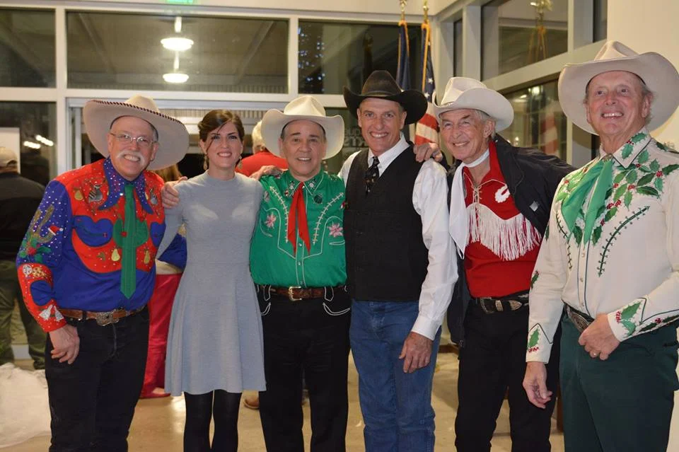 L to R: Too Slim (bass), Cara Wildman (bodhran/harmonica), Joey the Cow-Polka King (piano box), Phillip Wildman (guitar/vocals), Woody Paul (fiddle), Ranger Doug (guitar/vocals)