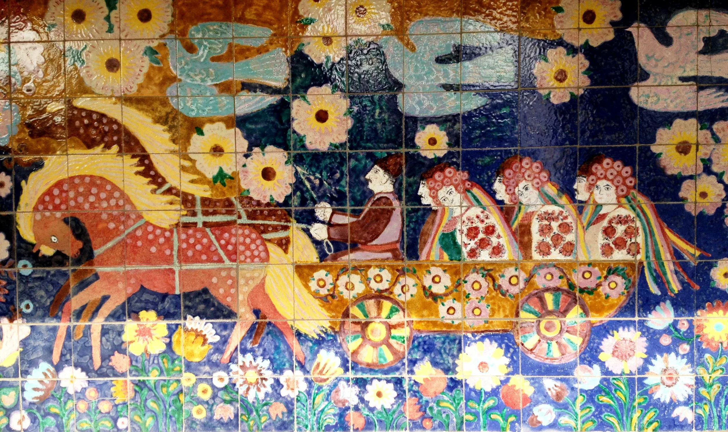 Ukrainian folk art covers the walls of the building Virsky's studio is in.