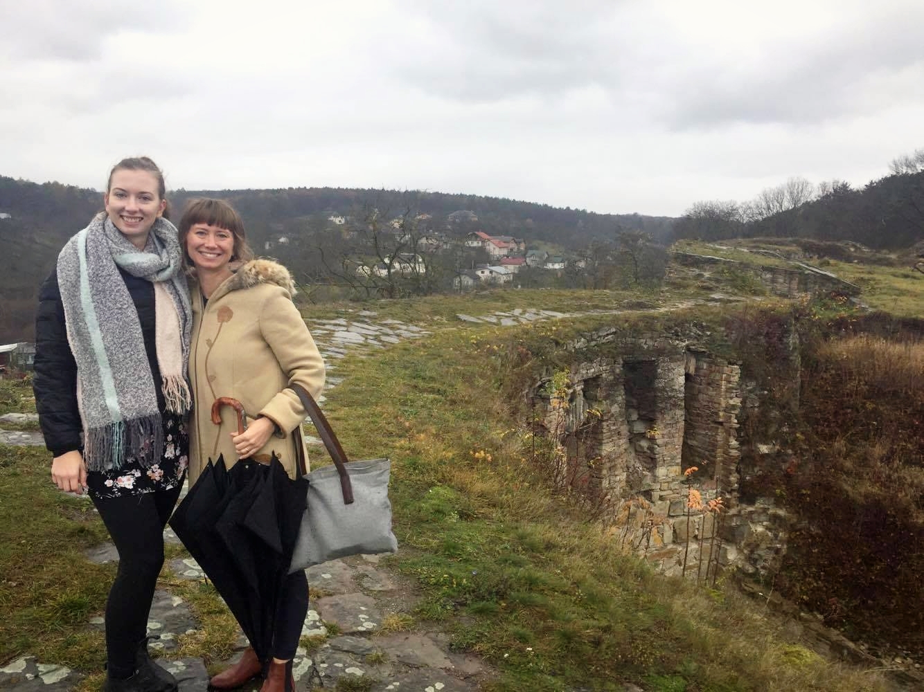 We stopped at castle ruins in Terebovlia on the way out to our family's village. Photo by Cobblestone Freeway Tours .