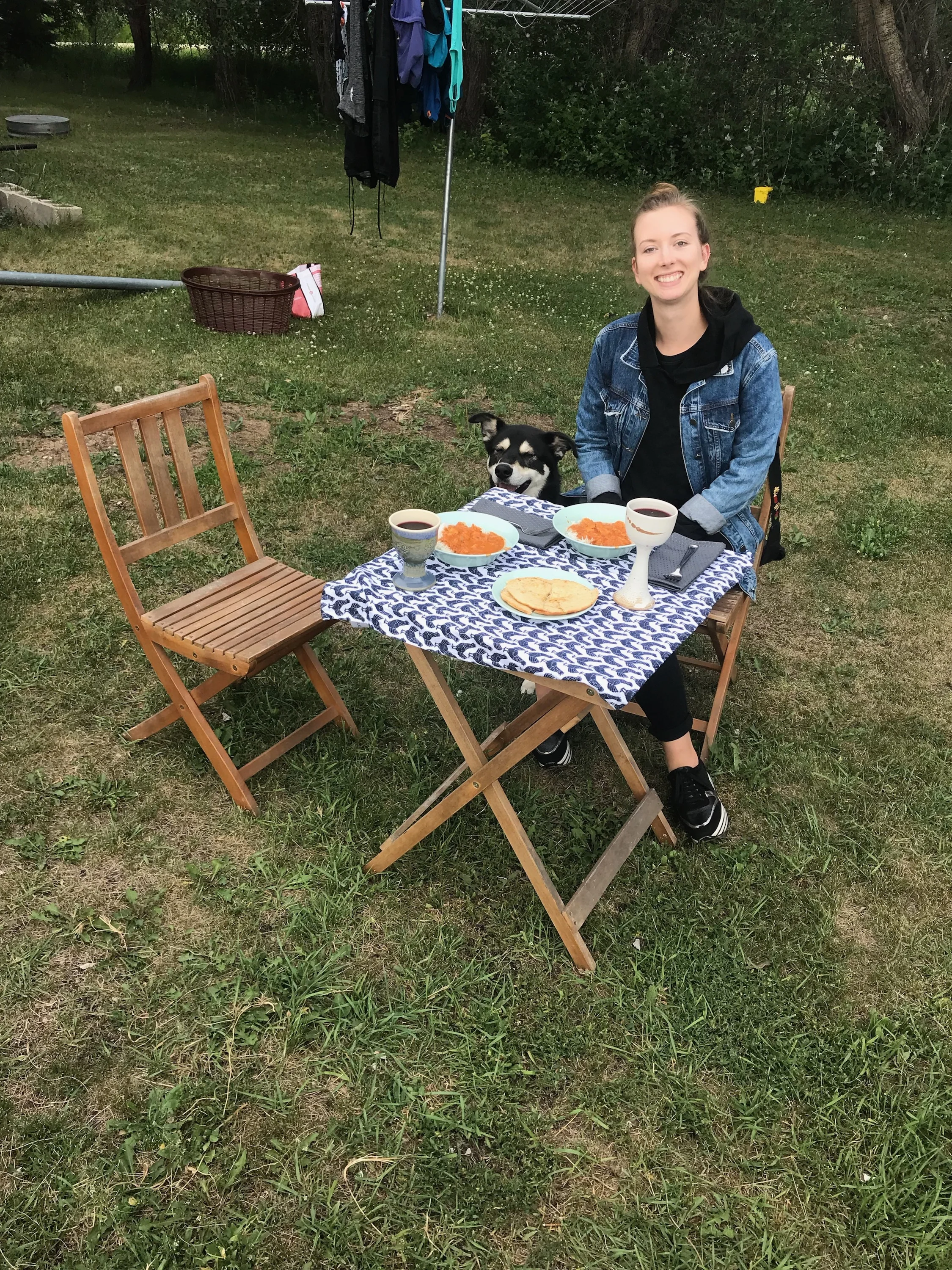 Like a true Ukrainian, I try to spend as much time as possible outdoors and with my family, like during this fabulous dinner my sister served me one evening in her back yard. Photo by Breanne Vitt.
