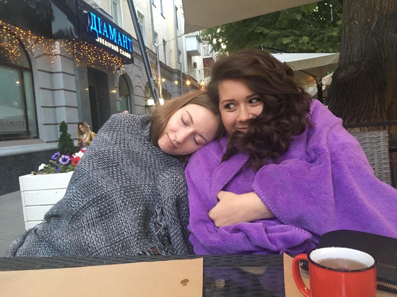 Keeping cozy on a Poltava patio.