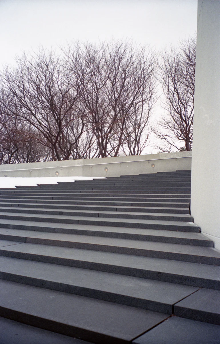 The steps of the John F. Kennedy Museum in Boston, MA
