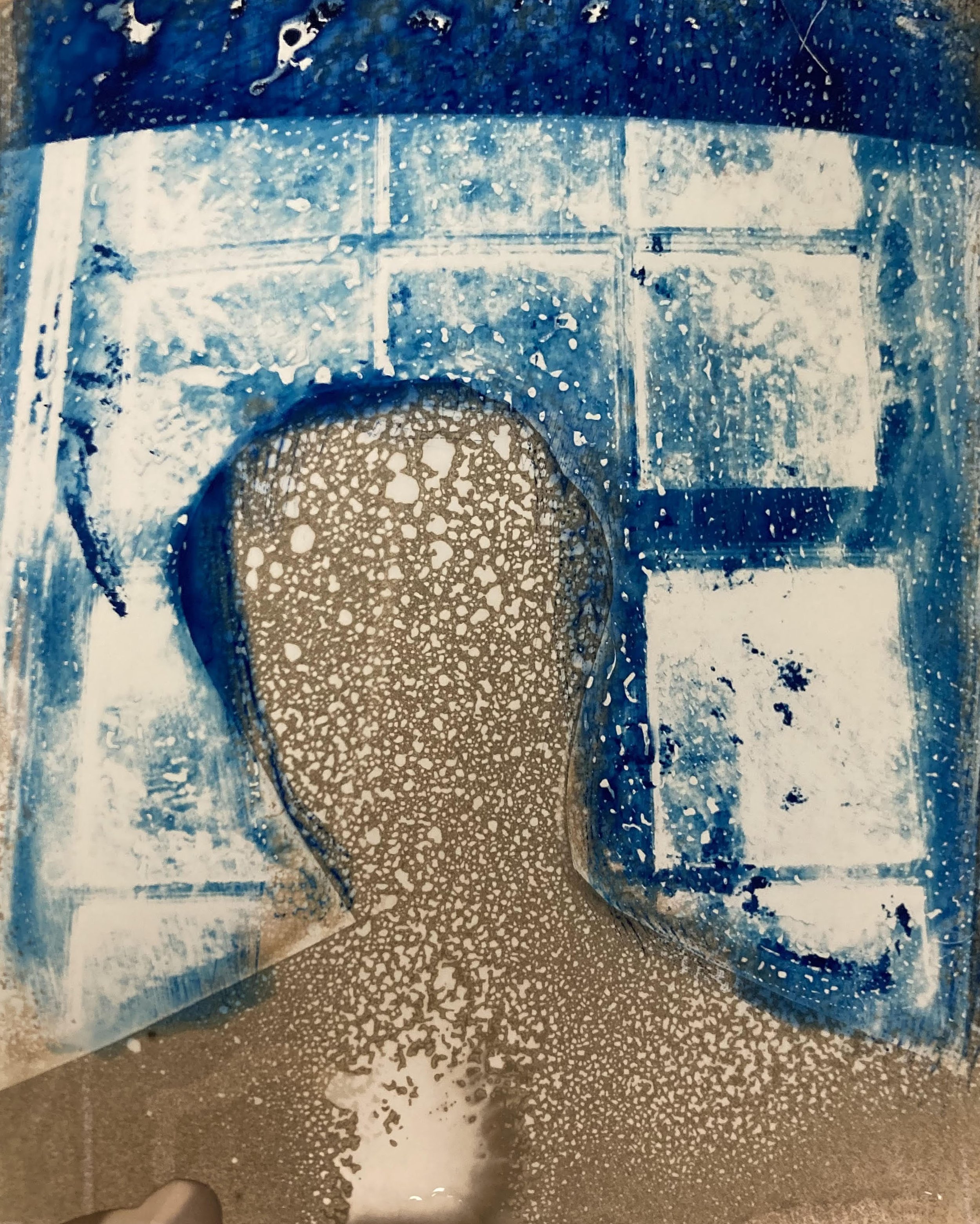  Pulling Away 2024 8”x 10” Cyanotype over Chemigram  