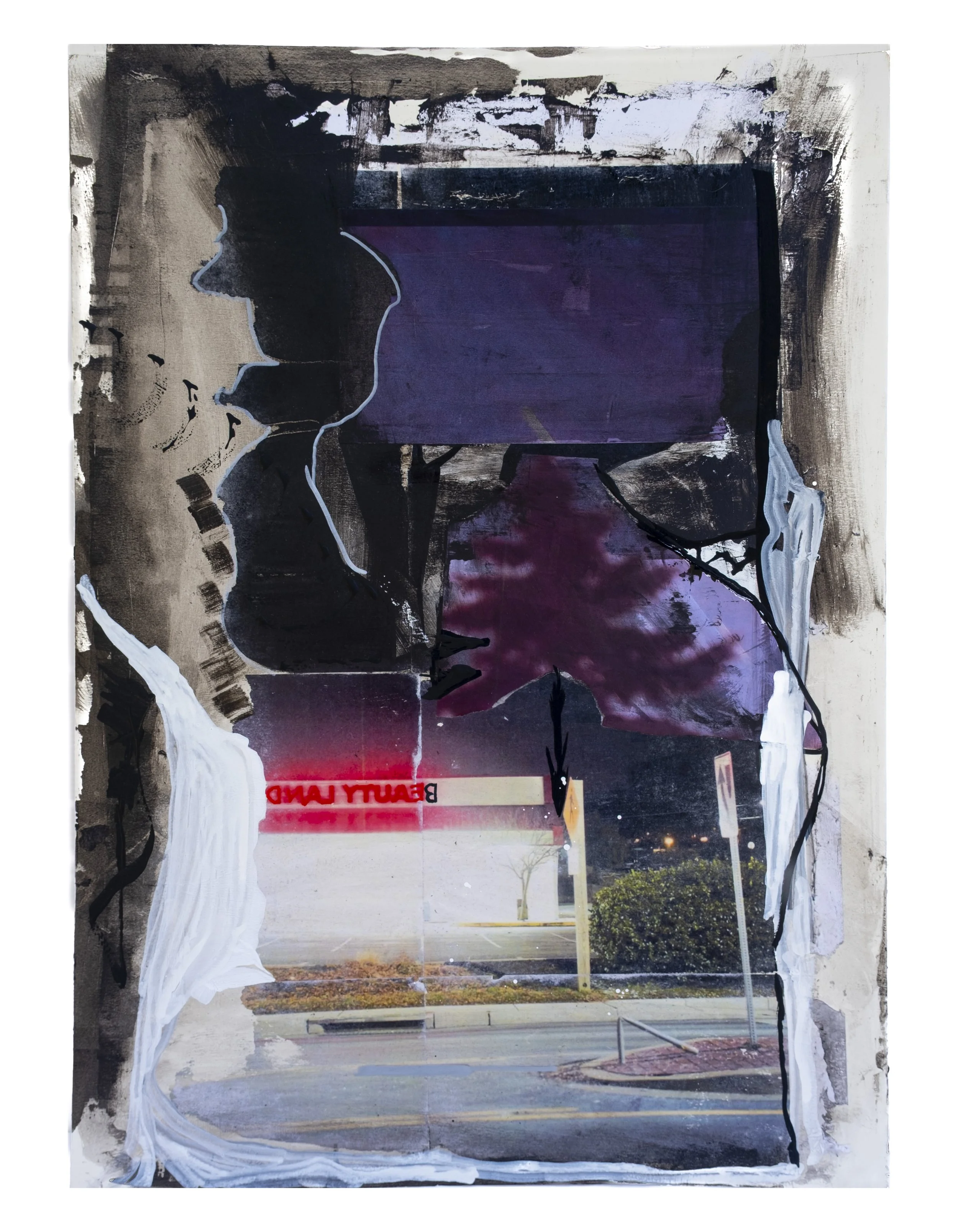 Wavering photographs, acrylic, ink 30”x21.5” 2024