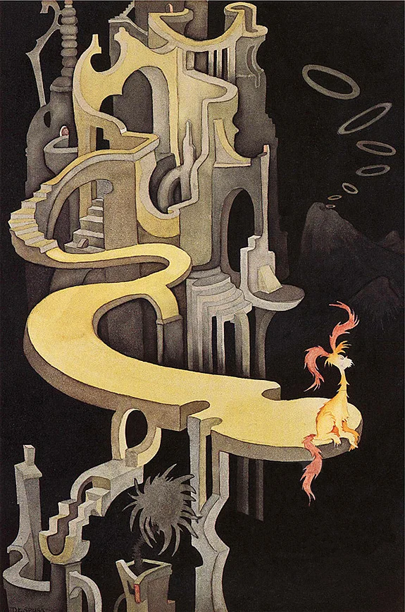  Pink Tufted Small Beast in Night Landscape  This is one of my personal favourites. &nbsp;It was printed on heavy duty watercolour paper. &nbsp;I built up transparent inks simulating watercolour washes and the UV coat was matte, so it did not create 