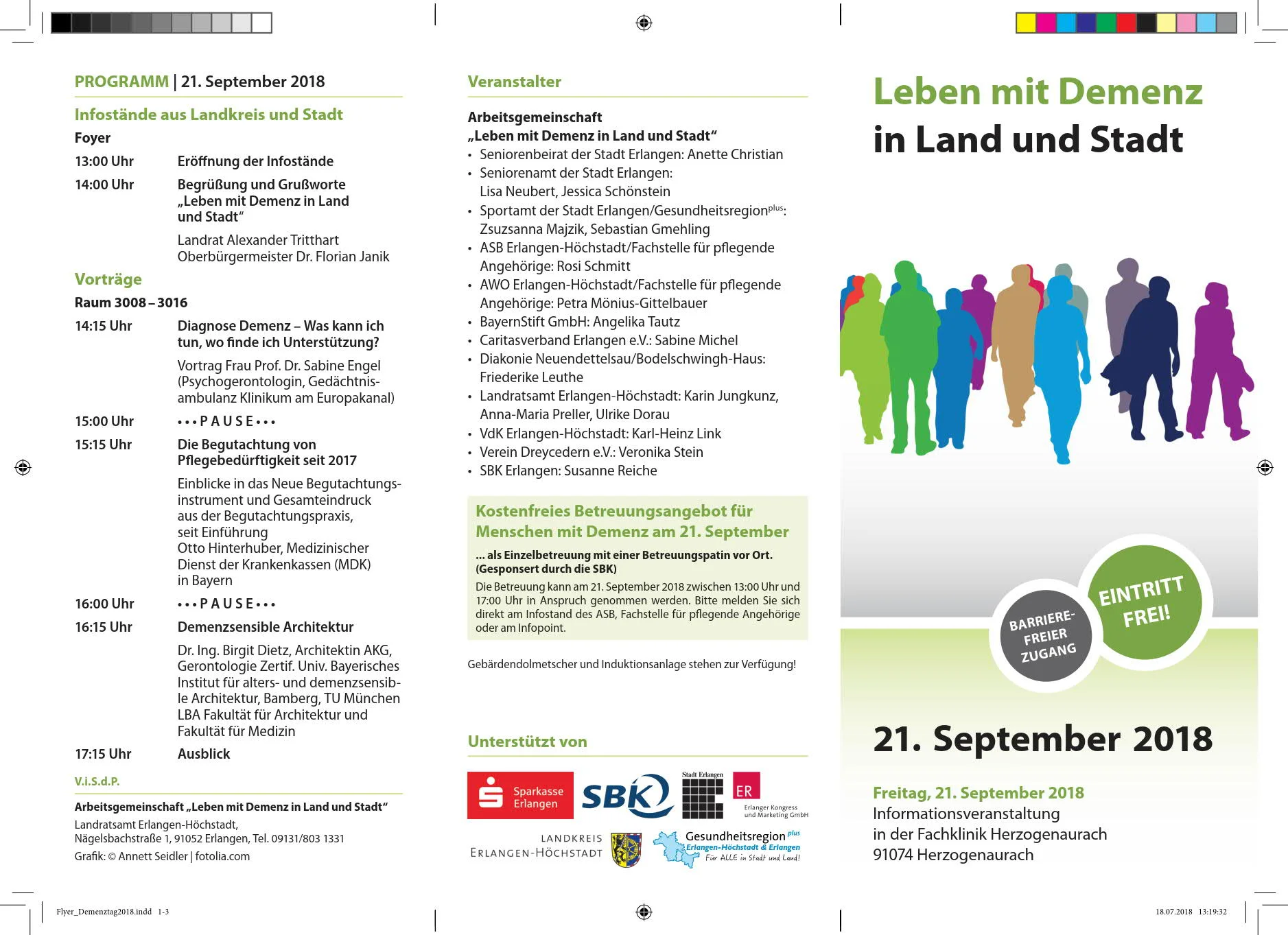 Informationsveranstaltung zum Welt-Alzheimertag 2018 in Stadt und Landkreis Erlangen-Höchstadt zum Mitmachen und Nachmachen - Kind of roadshow at the occasion of the World Alzheimer Day 2018 in the city and county of Erlangen in Germany