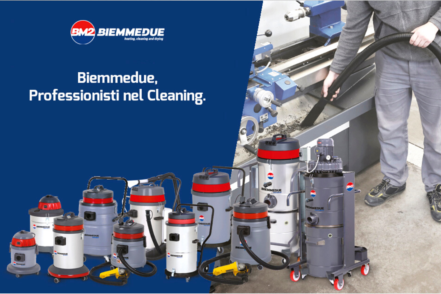 THE PROFESSIONAL VACUUM CLEANERS OF THE BIEMMEDUE CLEANING RANGE