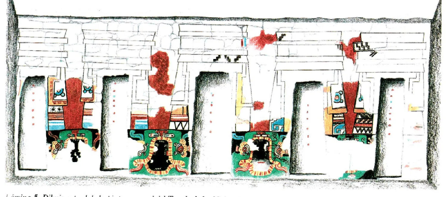 Panel 3: the zoomorphic figure. Tlaloc?