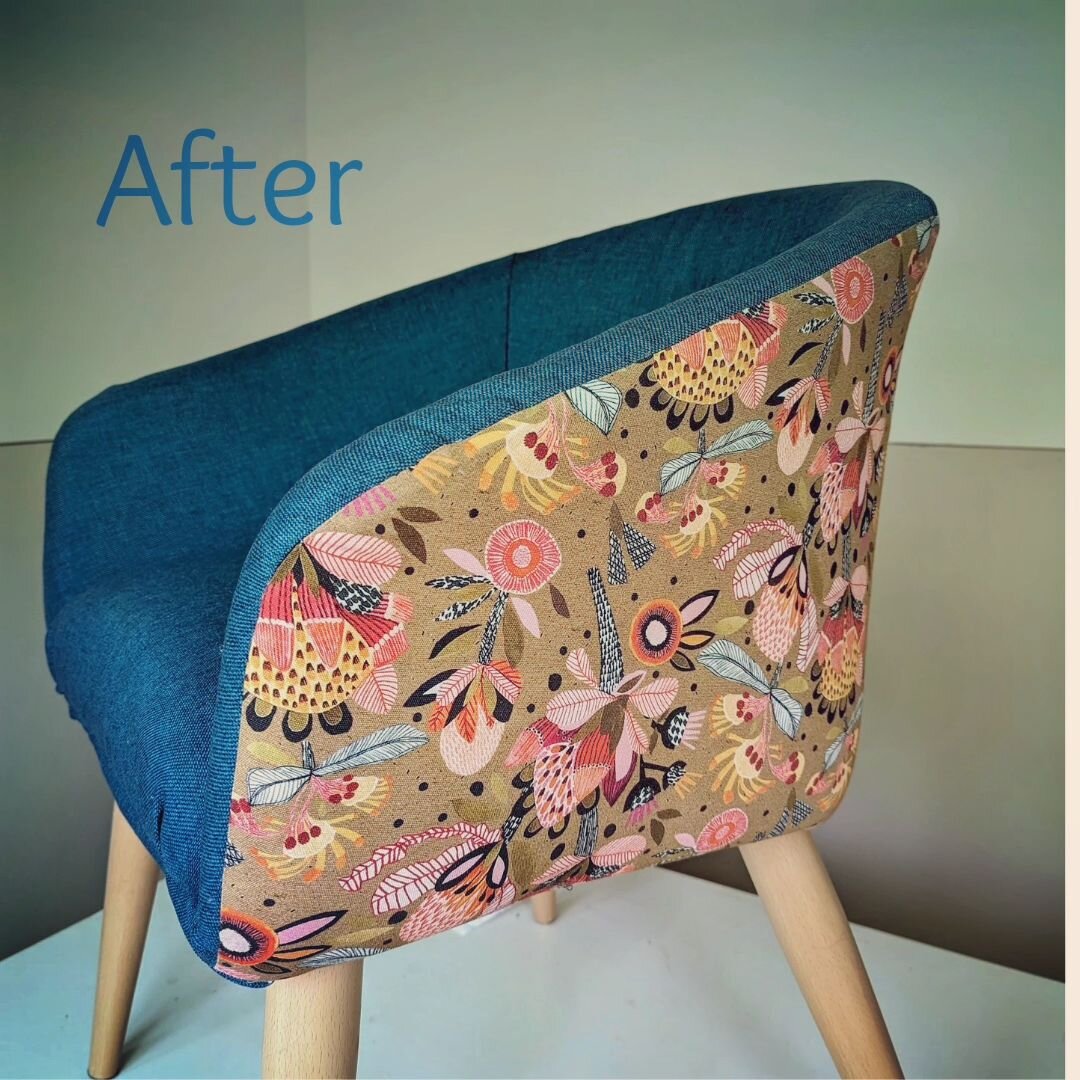 &deg;&deg;♡ FAMILY PROJECT&nbsp;♡&deg;&deg; Our @kmartaus bucket chair revamp is complete and looking 🔥🔥 in @kirstenkatzart fabric.

#reupholstery #brisbaneupholstery #fabricdesign #upcycle #reuse #furnitureupcycle #australiannatives