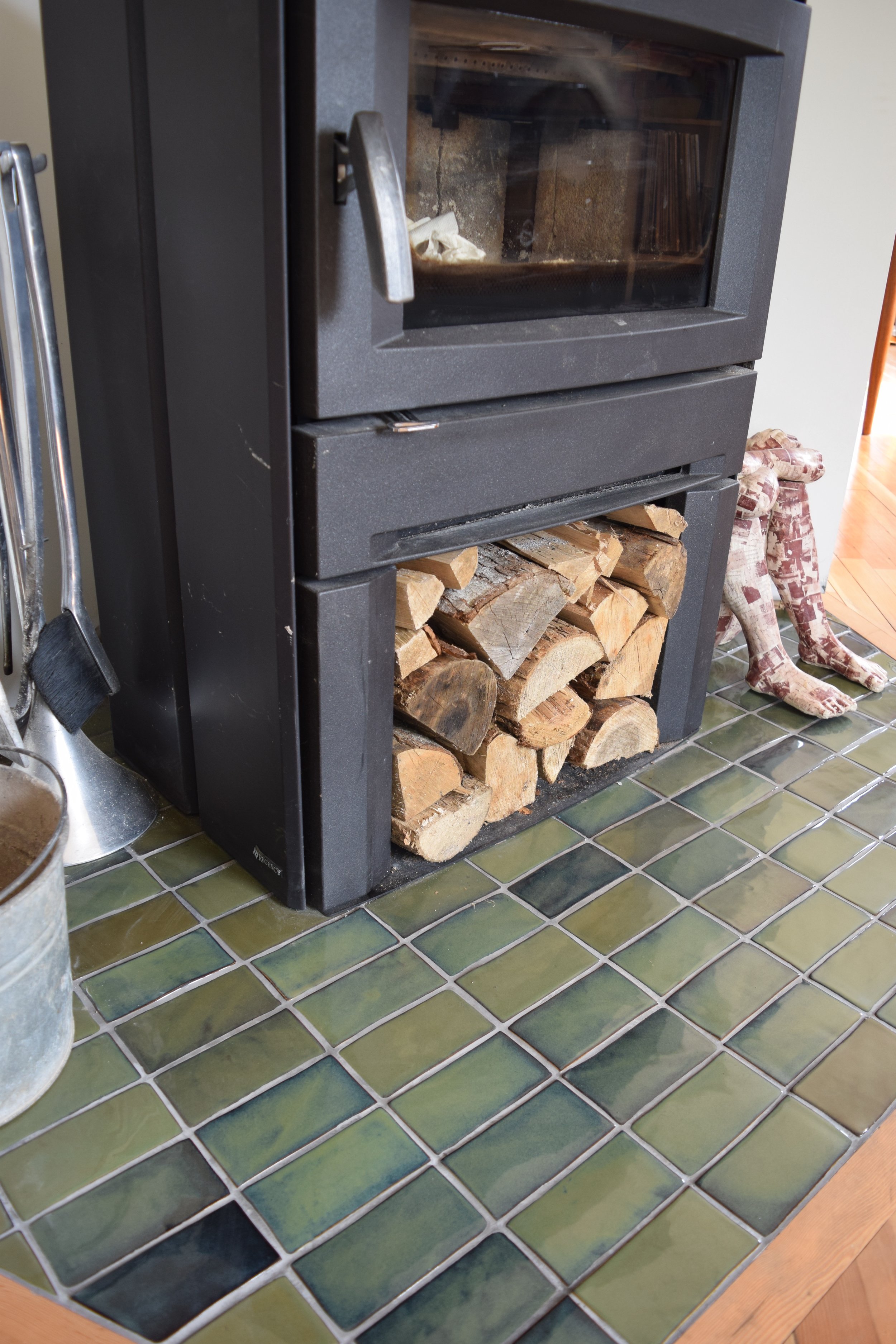 Woodstove hearth tiles