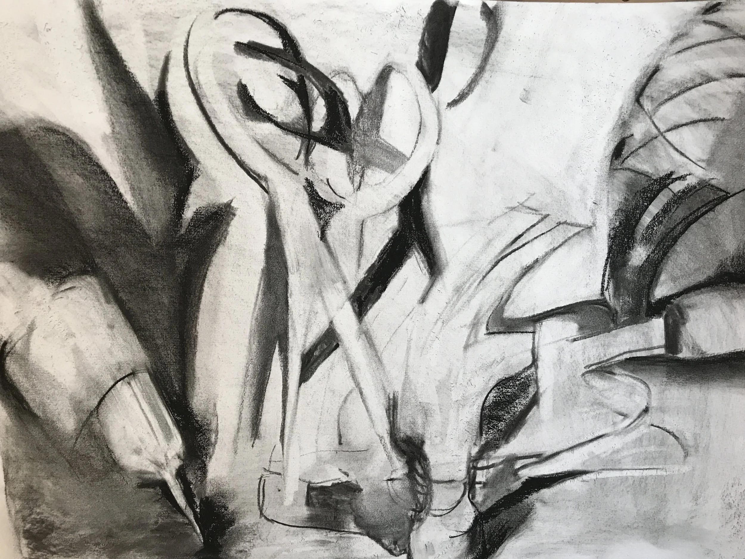 What was learned in mono prints helped with my still life drawing.