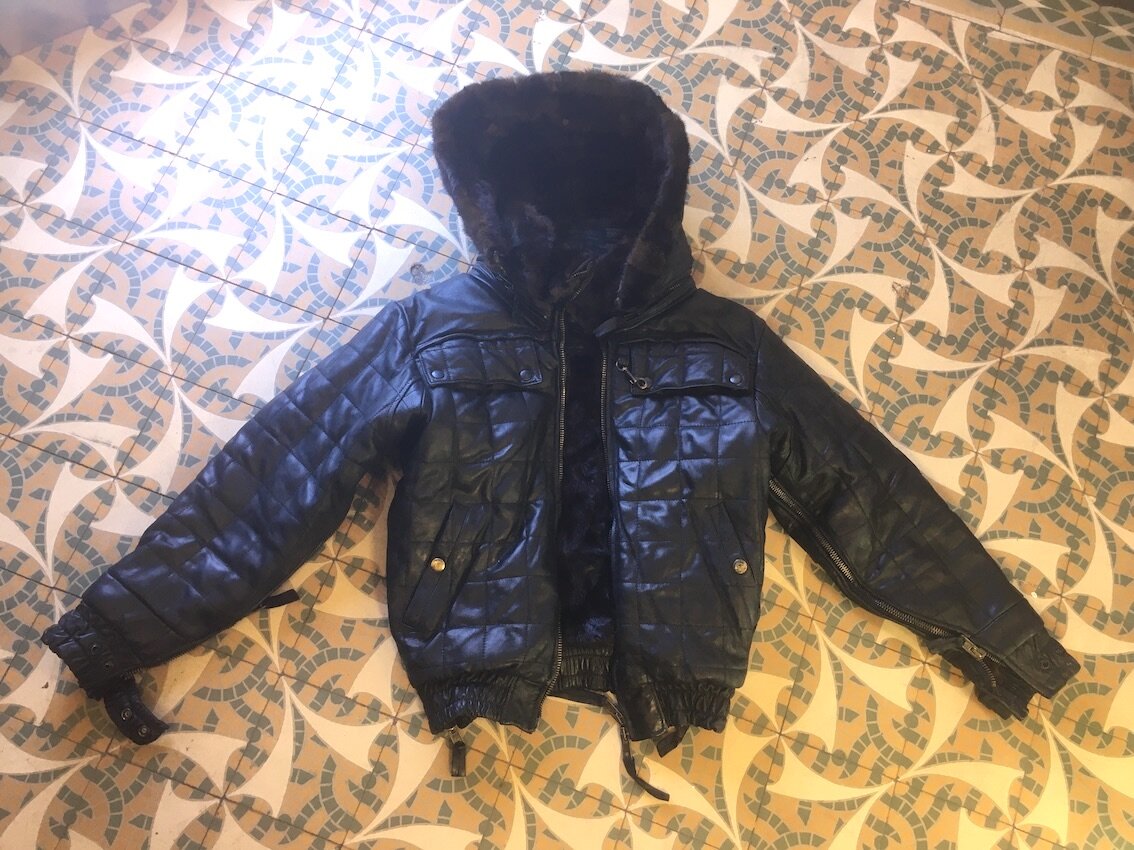 Blouson&nbsp;Victor Férès cuir et vison, pièce unique