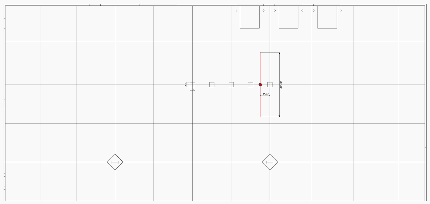 POINT EXTRACTION FROM COLUMN LINE POINT FROM MIDPOINTS OF COLUMNS 1, 2 EXTRUDED RECTANGLES POINTS BECOME RECTANGLES L = 1' - 6" W = 1' - 6"