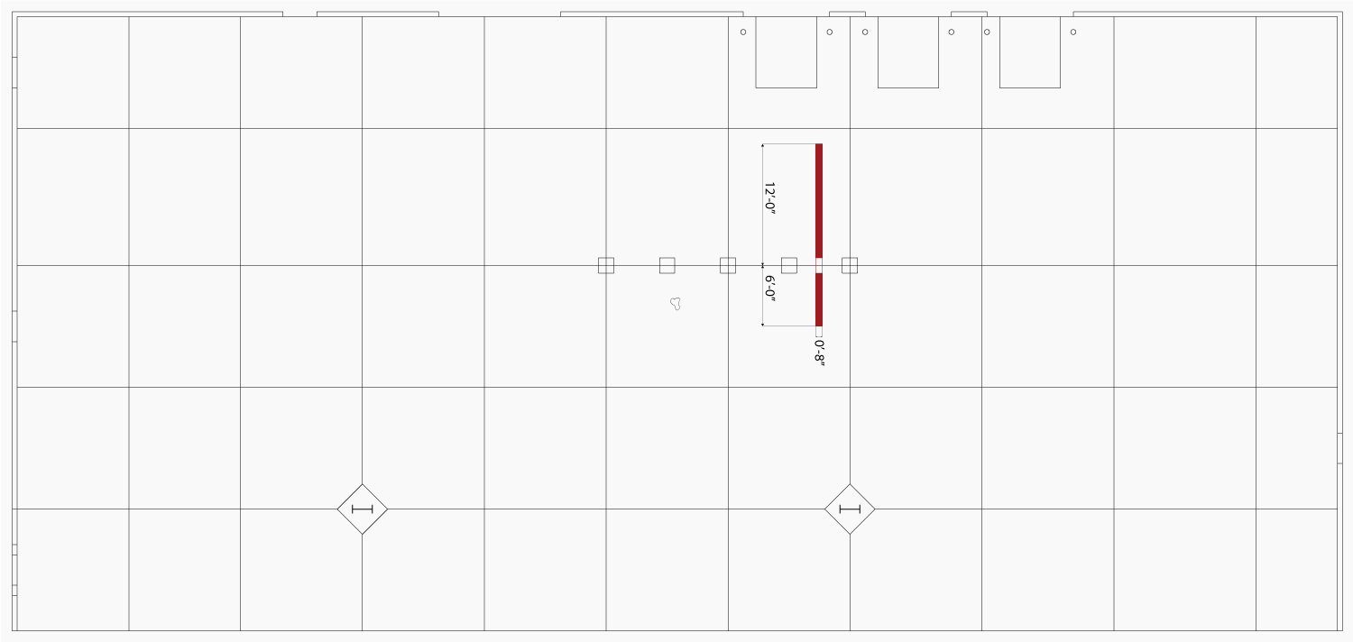 SPLIT AND MOVE EXTRUSIONS EXTRUSION SPLIT AT COLUMN CENTERLINE, PARTS MOVE DIRECTLY EAST/WESTWARD 0' - 9" CREATING A 1' - 6" GAP