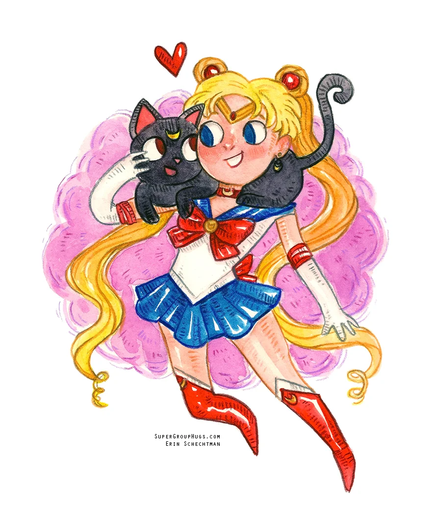 Sailor moon & Luna HUG