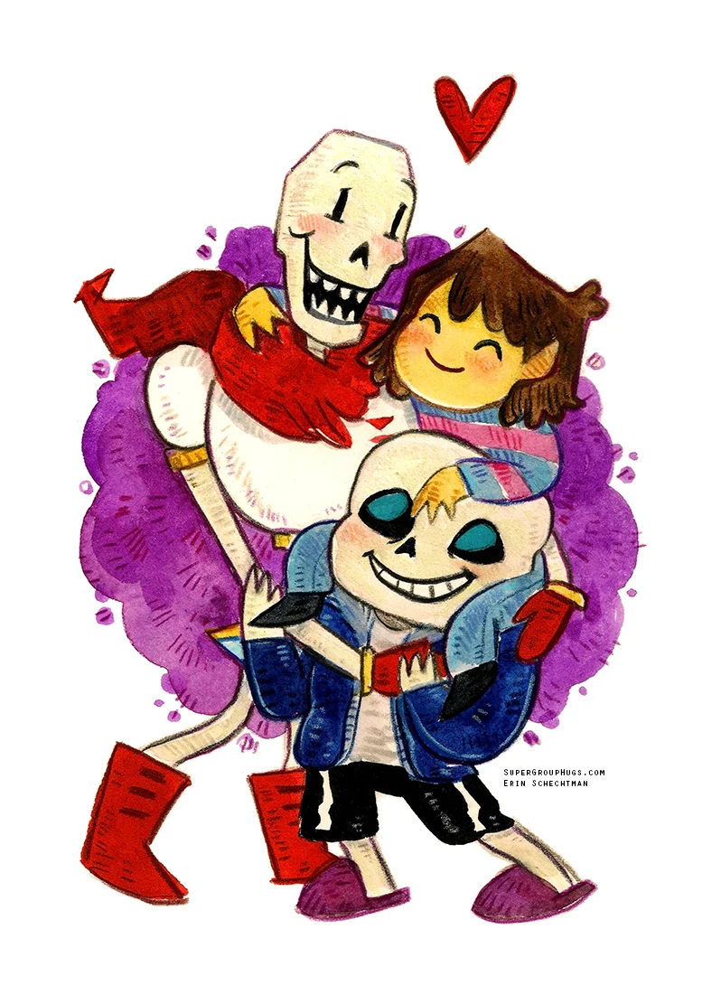 Undertale - Frisk. Sans & Papyrus HUG