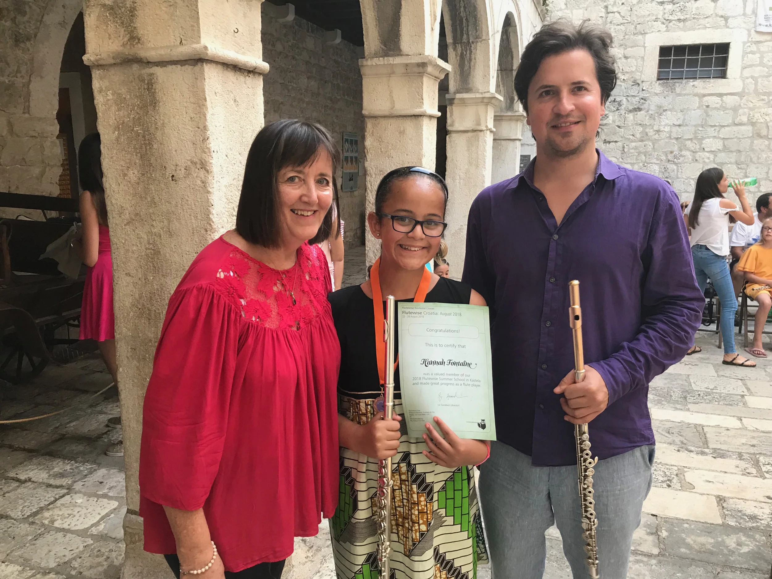 Marko Zupan with Liz and Hannah at our concert in Kastel Vitturi, Croatia, August 2018