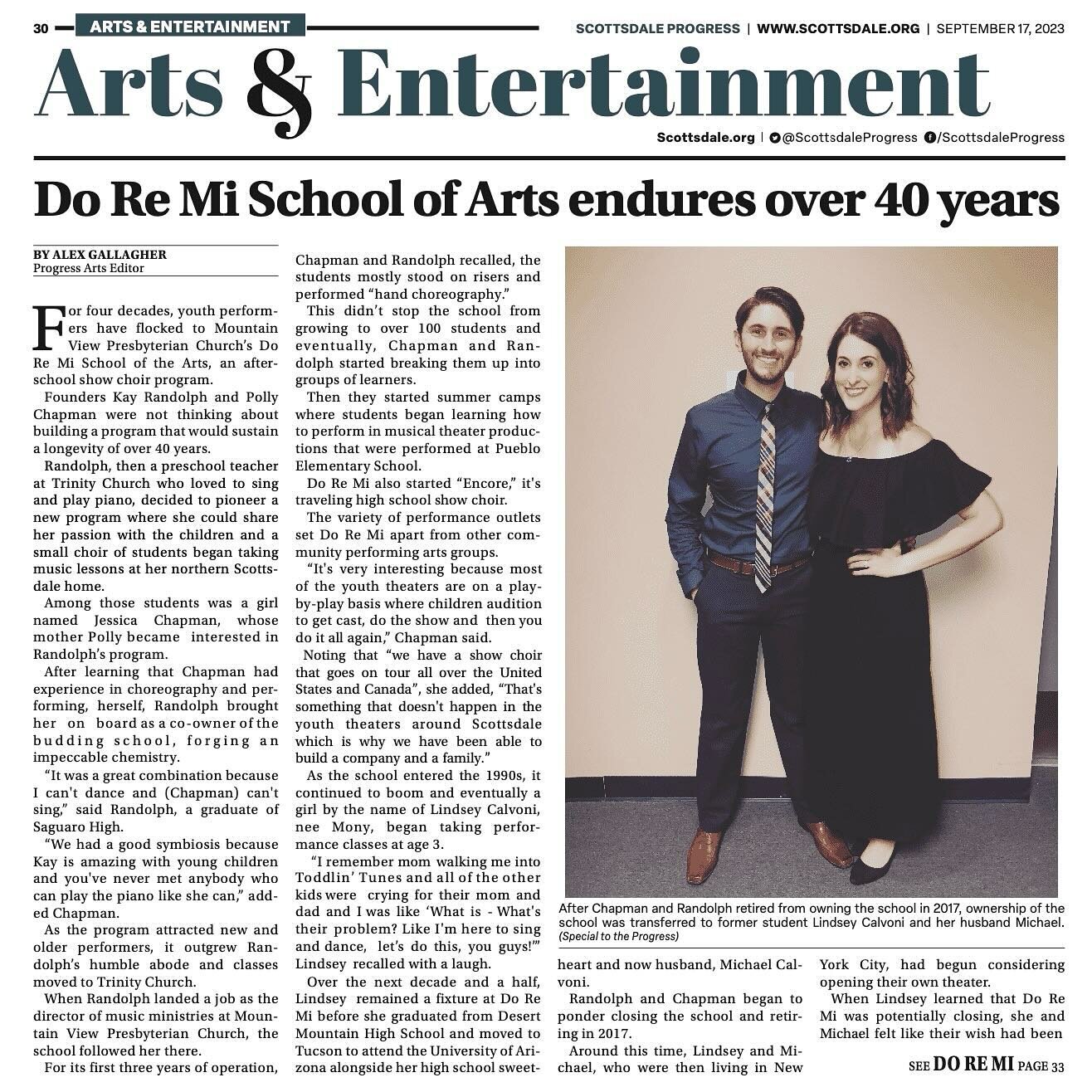 Do Re Mi is featured in The Scottsdale Progress! Take a trip down memory lane and read our exclusive interview with co-founders Kay Randolph and Polly Chapman! Link in bio. 🎶🎭