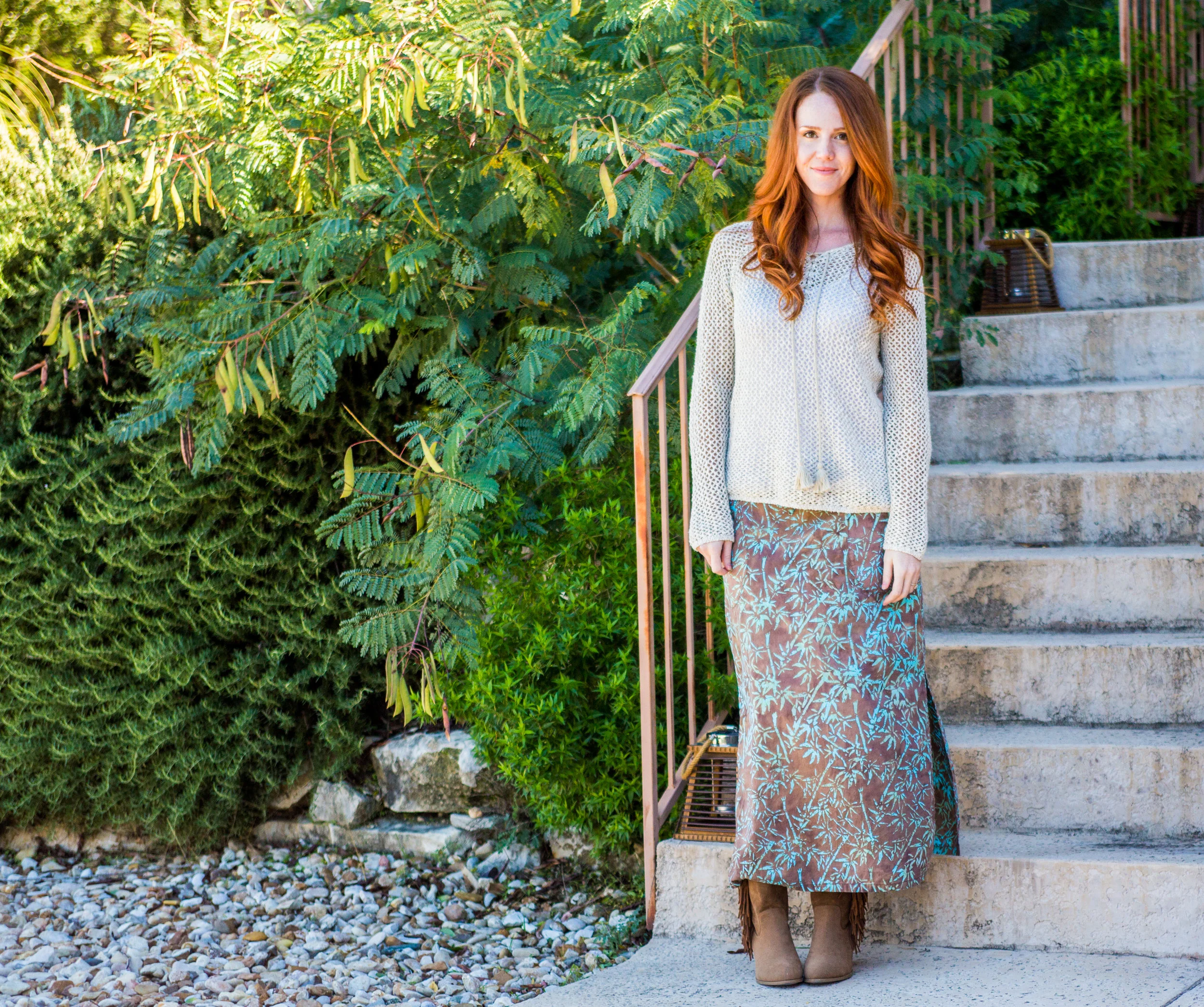 Festival Skirt - Long - Turquoise & Brown Bamboo