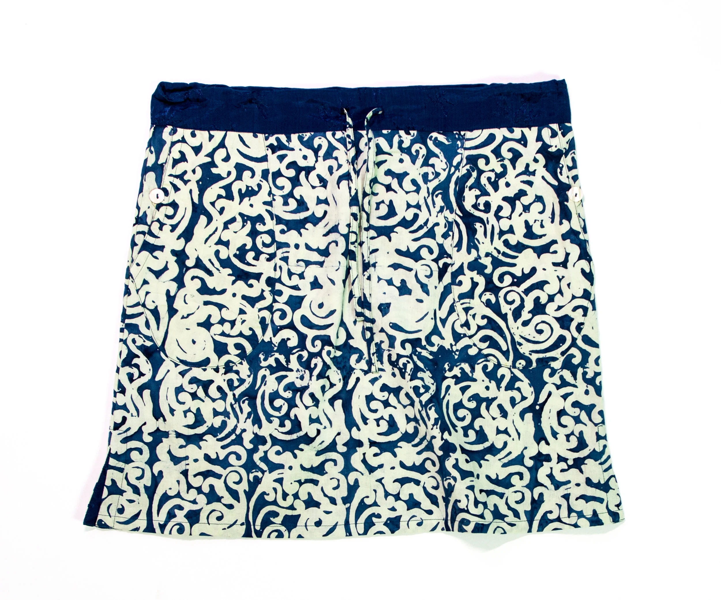 Festival Skirt - Short - Blue & Cream Bali