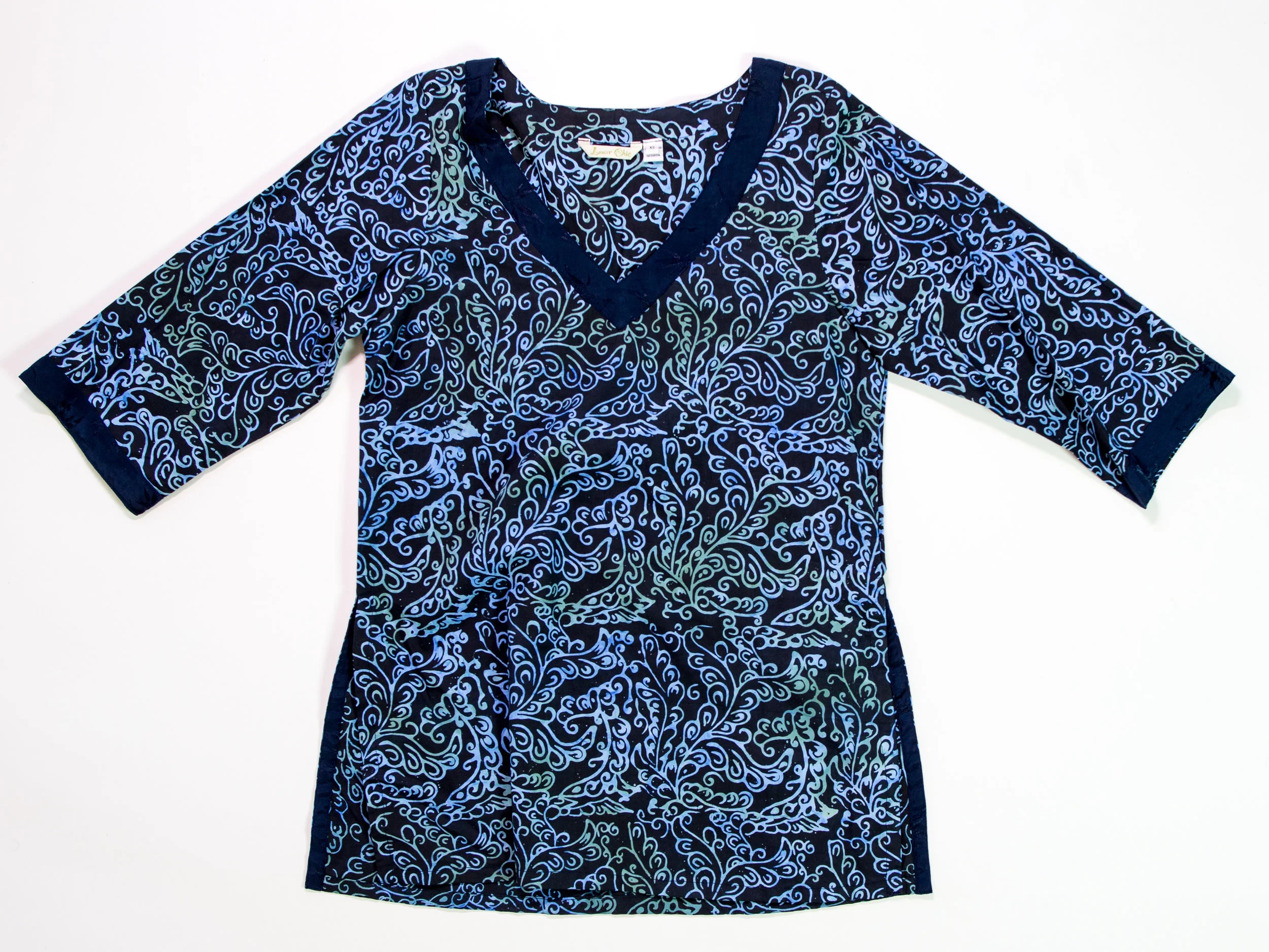 Ecliptic 3/4 Sleeve Tunic - Midnight Blue Swirl