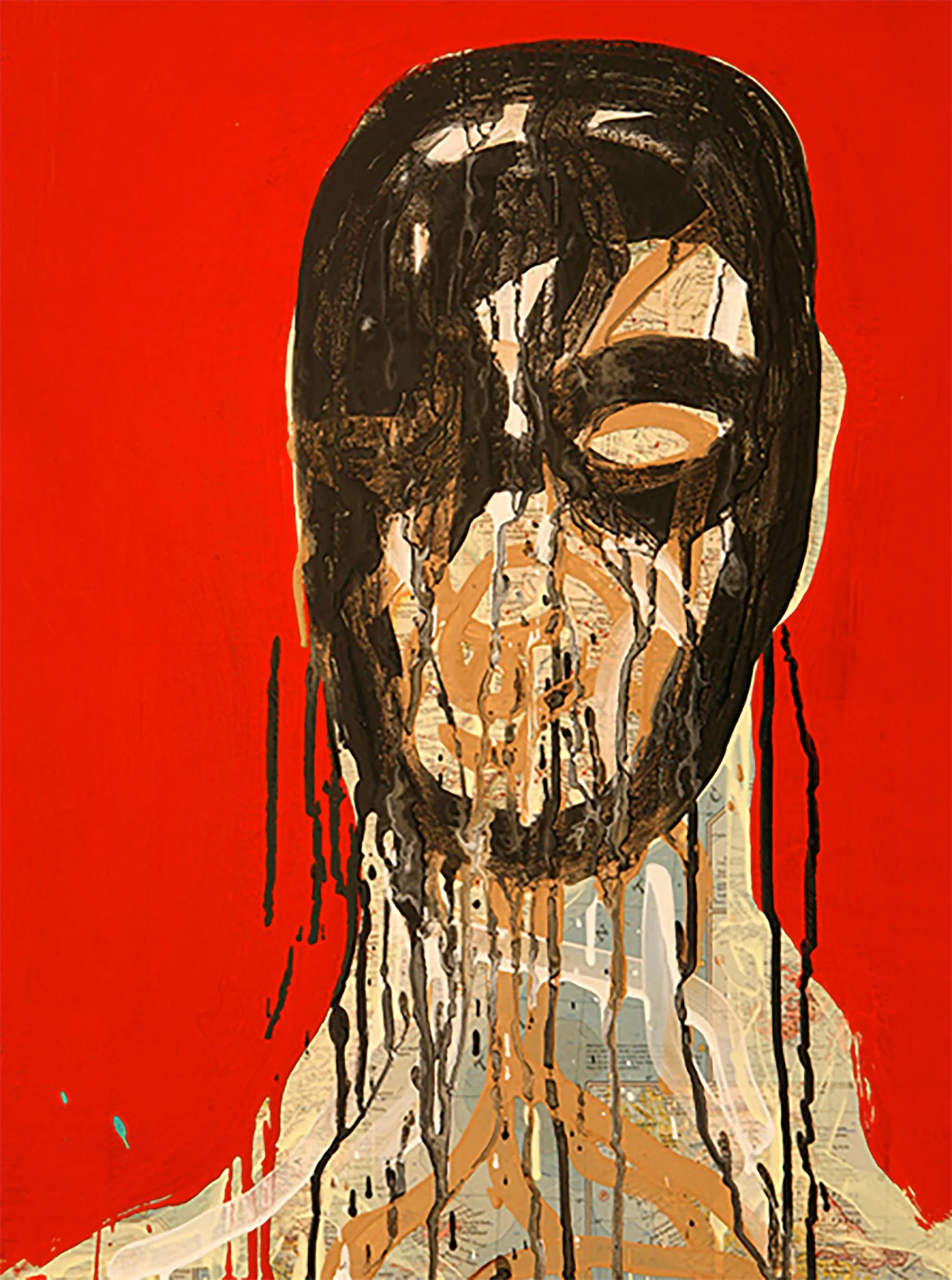 Michael De Feo, Self Portrait , 2008, 20" x 16", acrylic and maps on board