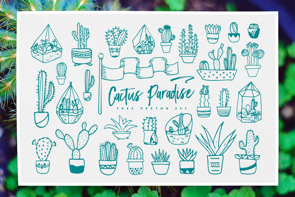 Cactus Paradise Free Vector Set