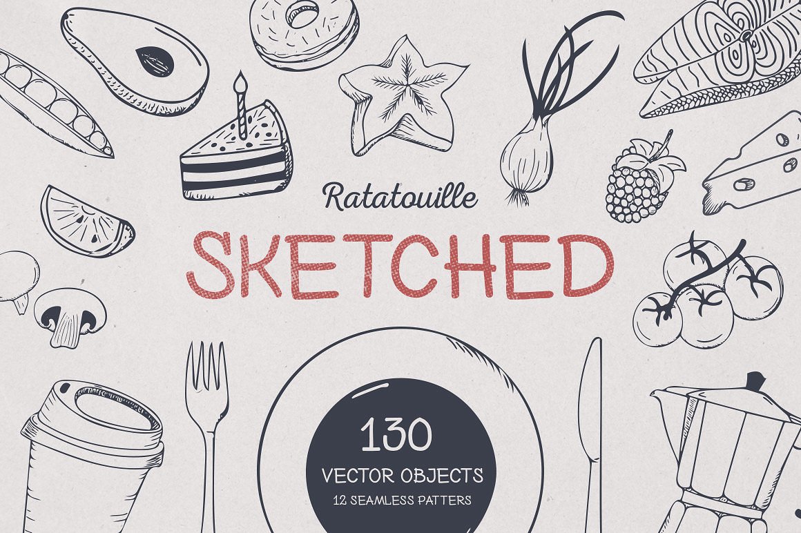 Ratatouille Sketched Vector Set