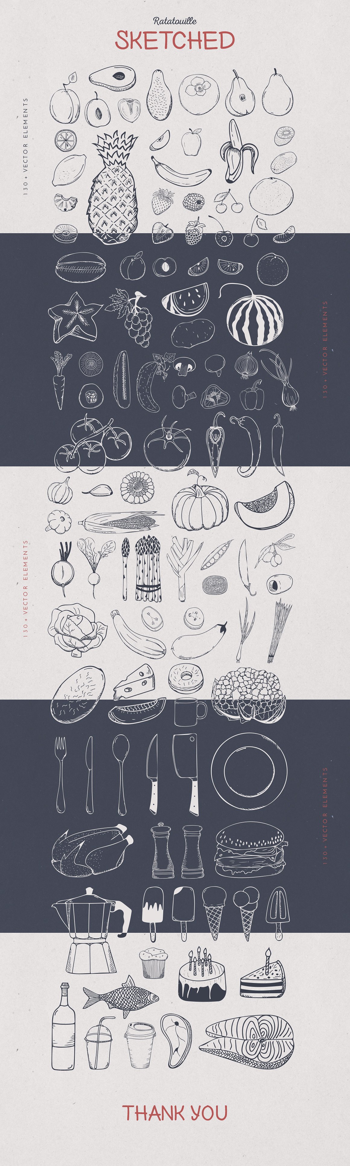 Ratatouille Sketched Vector Set