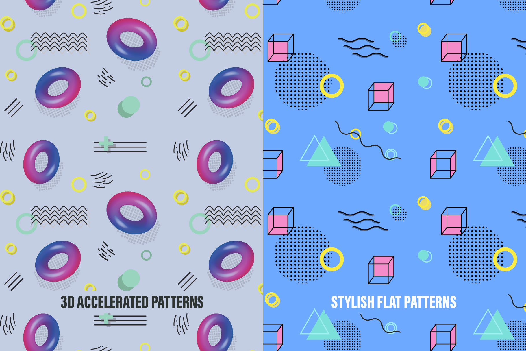 Memphis Space Seamless Patterns