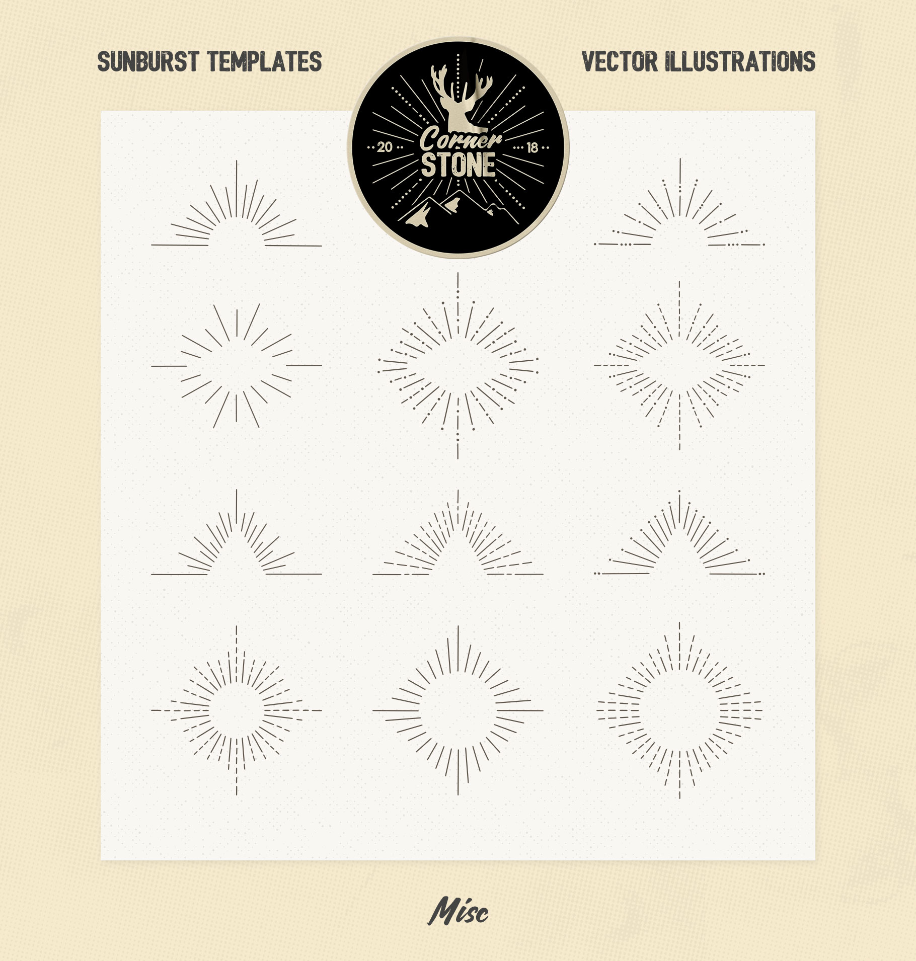 Vintage Glory: Sunburst Vector Set