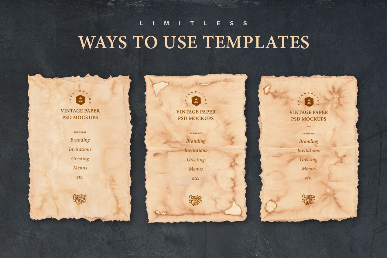 Vintage Paper PSD Mockup Set