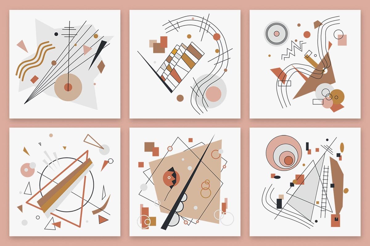 Векторные клипарты и набор шаблонов Modernist 6 Modernist Abstract Vector and Pattern Set.jpg