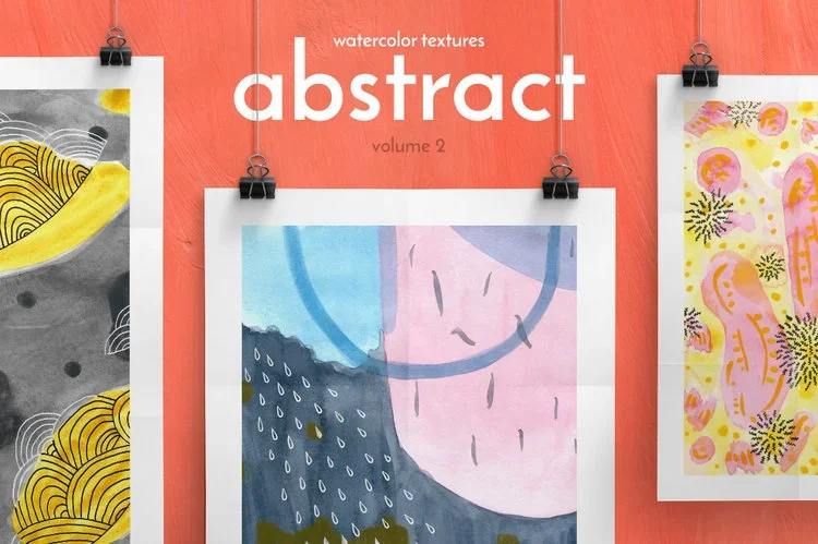 Abstract watercolor texture with bold ink strokes — volume 2