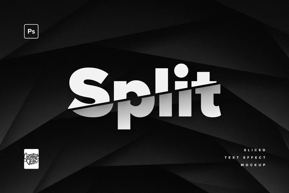 Creative Veila – Split: Sliced Photoshop Text Effect Mockup